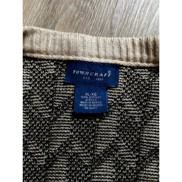 Vintage Towncraft Chunky Knit Cream Cardigan Sweater XL Abstract Cozy Winter - Picture 4 of 5